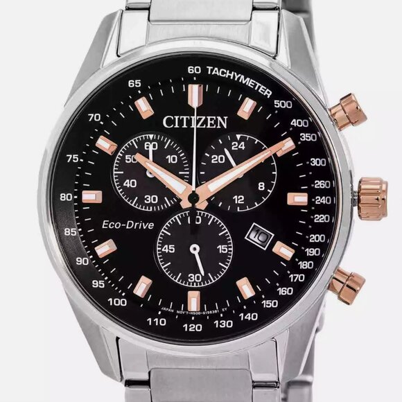 Eco Drive Men's Dial Citizen Rose Gold Accent Watch - Picture 4 of 4
